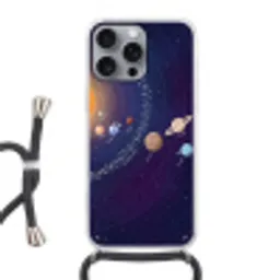 Planetenstelsel - Ruimte - Illustratie Hoesje iPhone 16 Pro Max met koord klein -3d