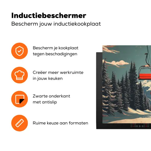 Sneeuw - Skilift - Rood - Bomen Inductie beschermer vinyl 3mm klein -zzzzzzz-td-ups