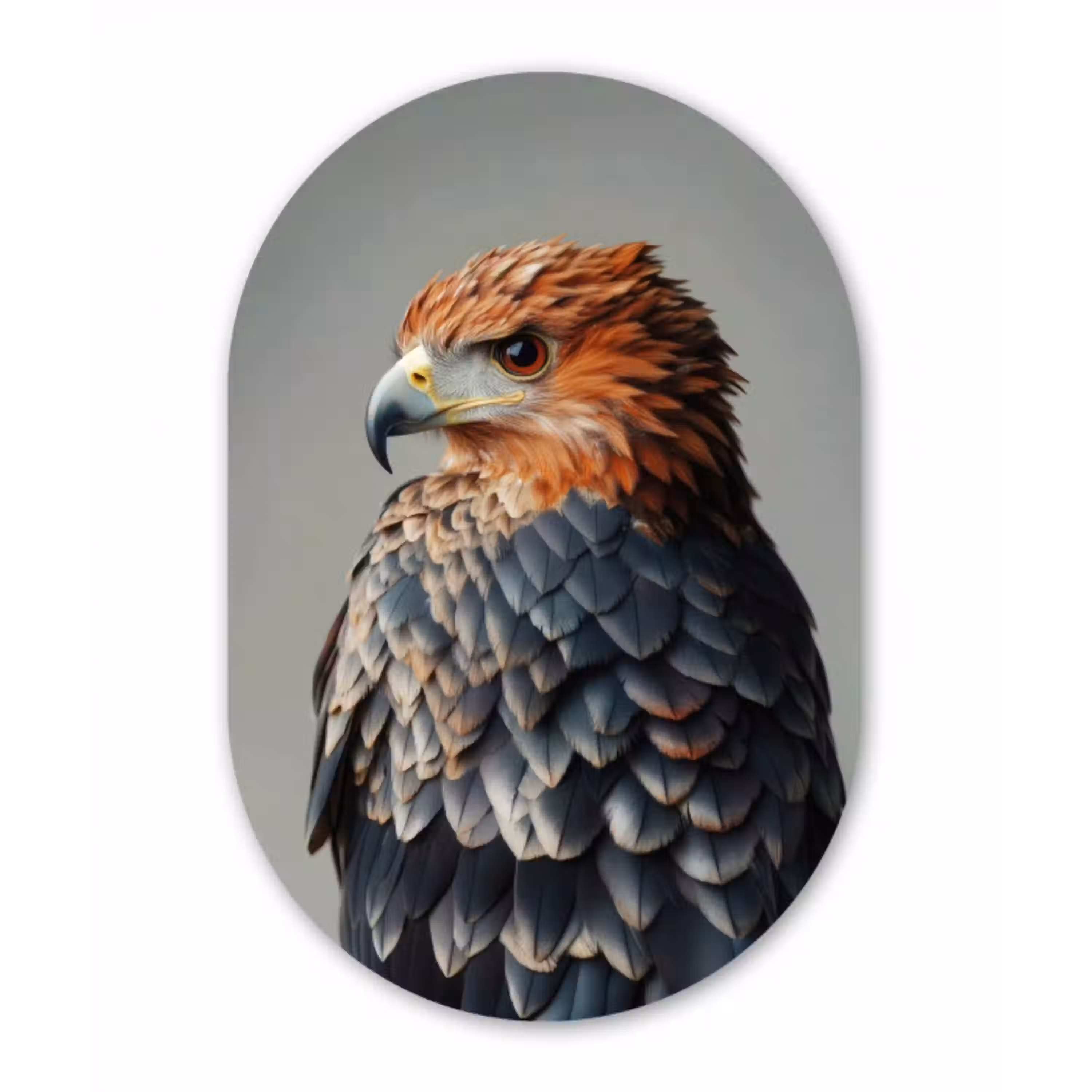 Vogel - Realistisch - Veren - Bruin Wandcirkel Ovaal Glas middel -3d