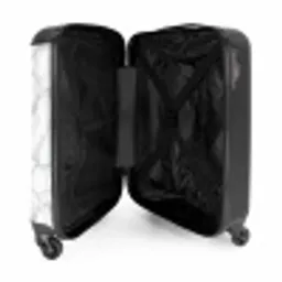 Wit - Marmer - Grijs NBS - Handbagage koffer - Volwassenen Unisex middel -binnenkant