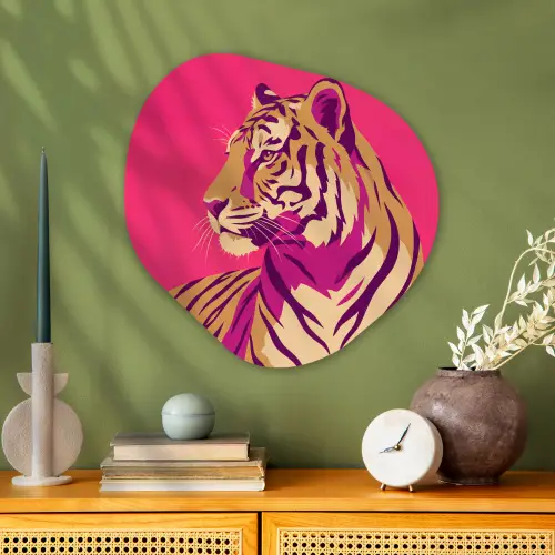 Tijger - Modern - Neon Wandcirkel Organisch Aluminium middel -sfeer2