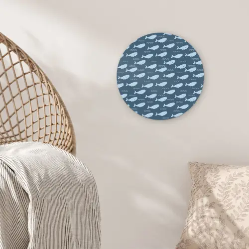 Klein - Oceaan - Golven - Blauw Wandcirkel kunststof plaat 5mm dik klein 188 -sfeer5