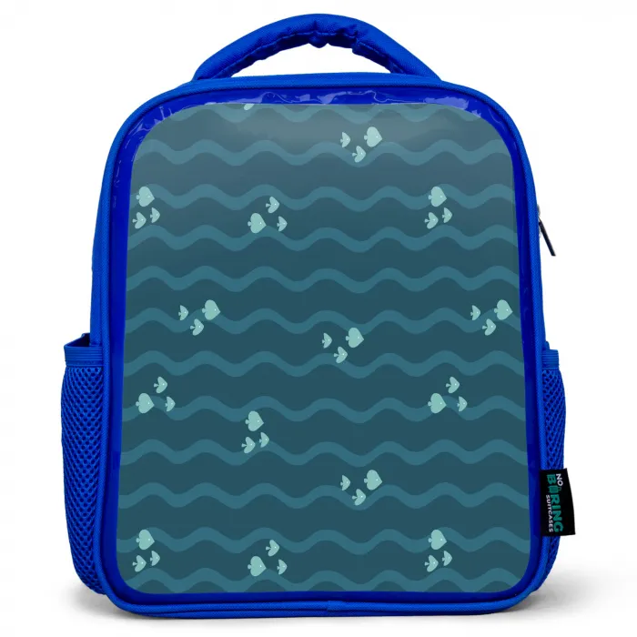 Zee - Donkerblauw - Golf - Vis Kinderrugzak - Blauw middel 862 -3d