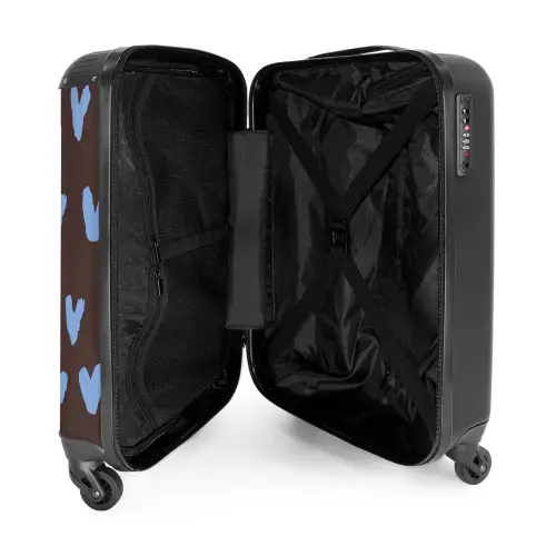Donkerbruine achtergrond met hartachtige vormen NBS - Handbagage koffer - Kinderen Unisex middel -binnenkant