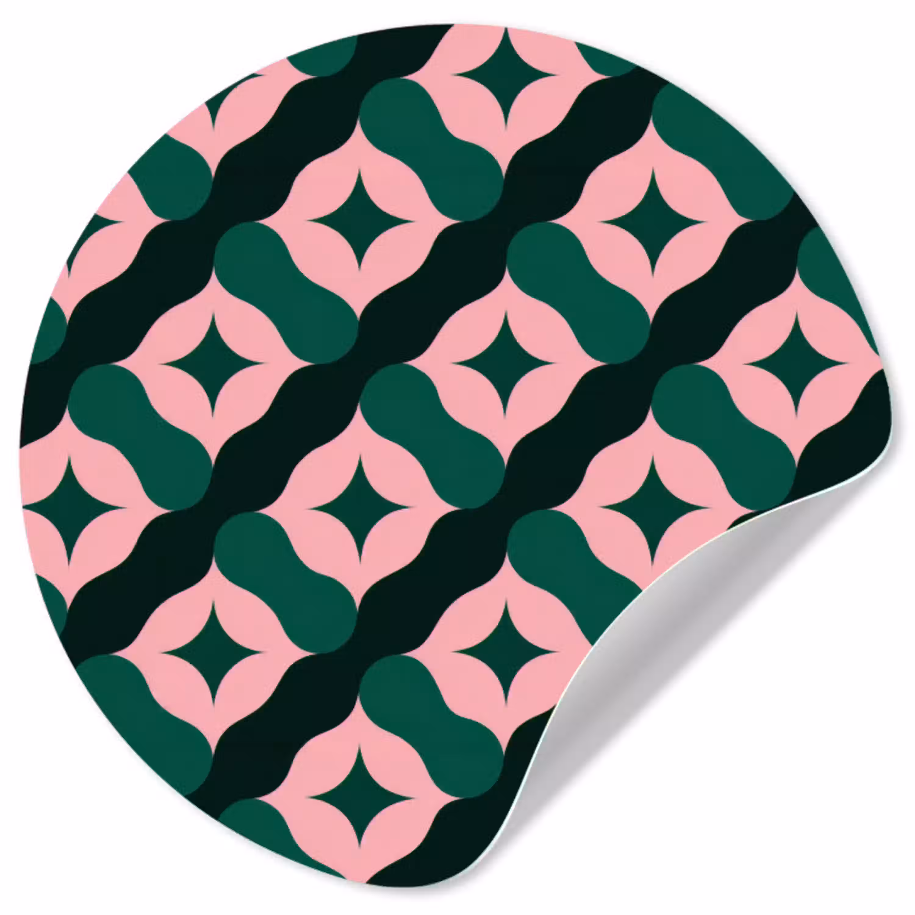 Groen - Roze - Retro - Sterren Wandcirkel behangsticker klein 186 -3d