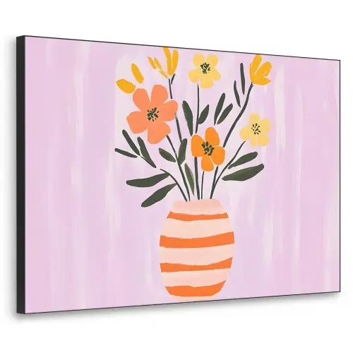 Vaas - Gestreept - Bloemen - Oranje Textielframe zwart klein -3d