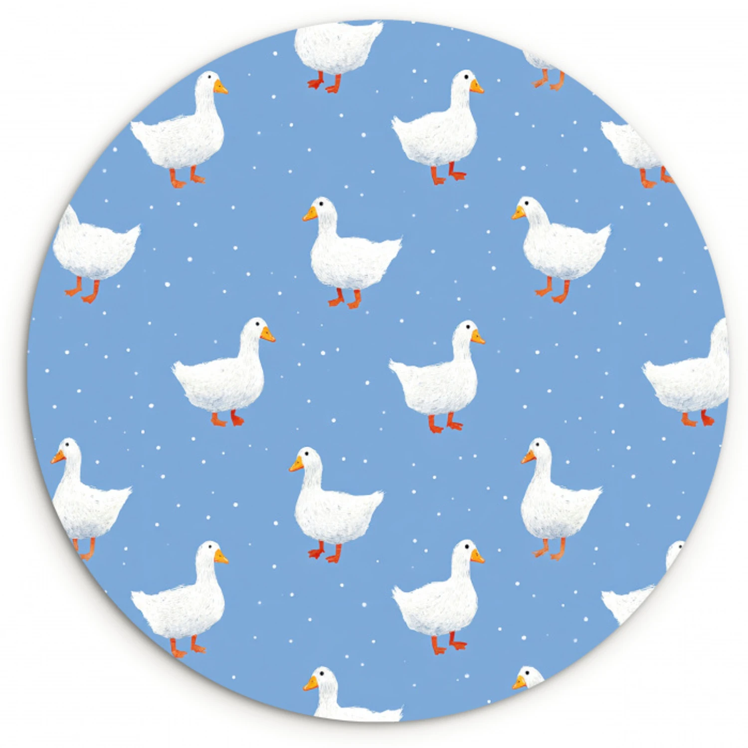 Ganzen - Elegant - Blauw Wandcirkel kunststof plaat 5mm dik klein 188 -3d