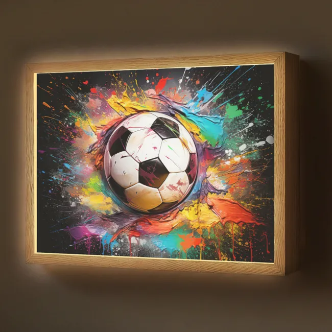 Lightbox - Wandlamp - Voetbal - Verf - Kleuren - Zwart - Wit