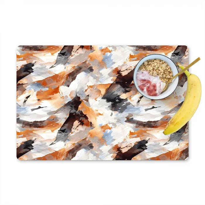 Penseelstreken - Oranje - Grijs Placemat vinyl groot 368 -zzzproduct_Kitchenyeah-website