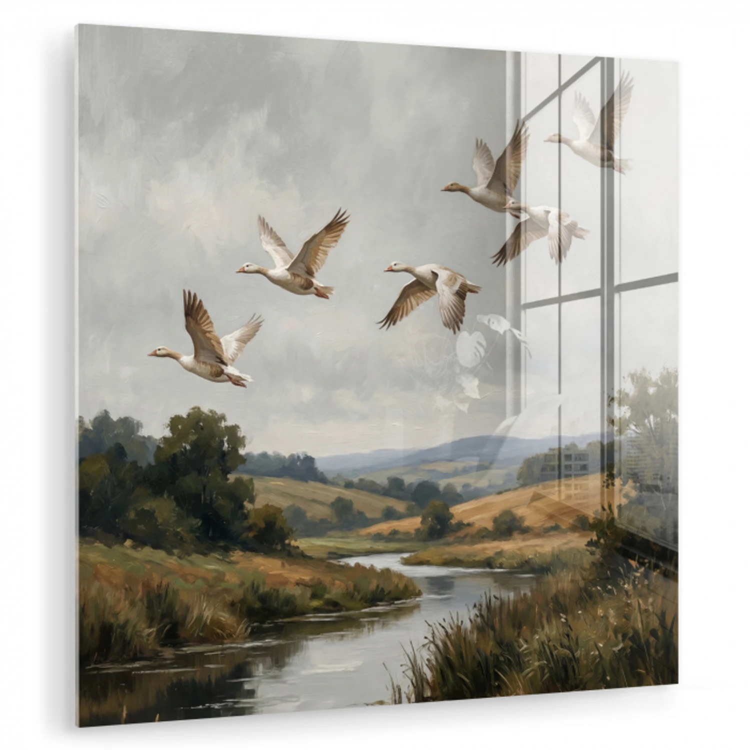 Eenden - Rivier - Landschap - Vlucht - Nostalgisch plexiglas 5mm klein -zzzproduct_nieuw