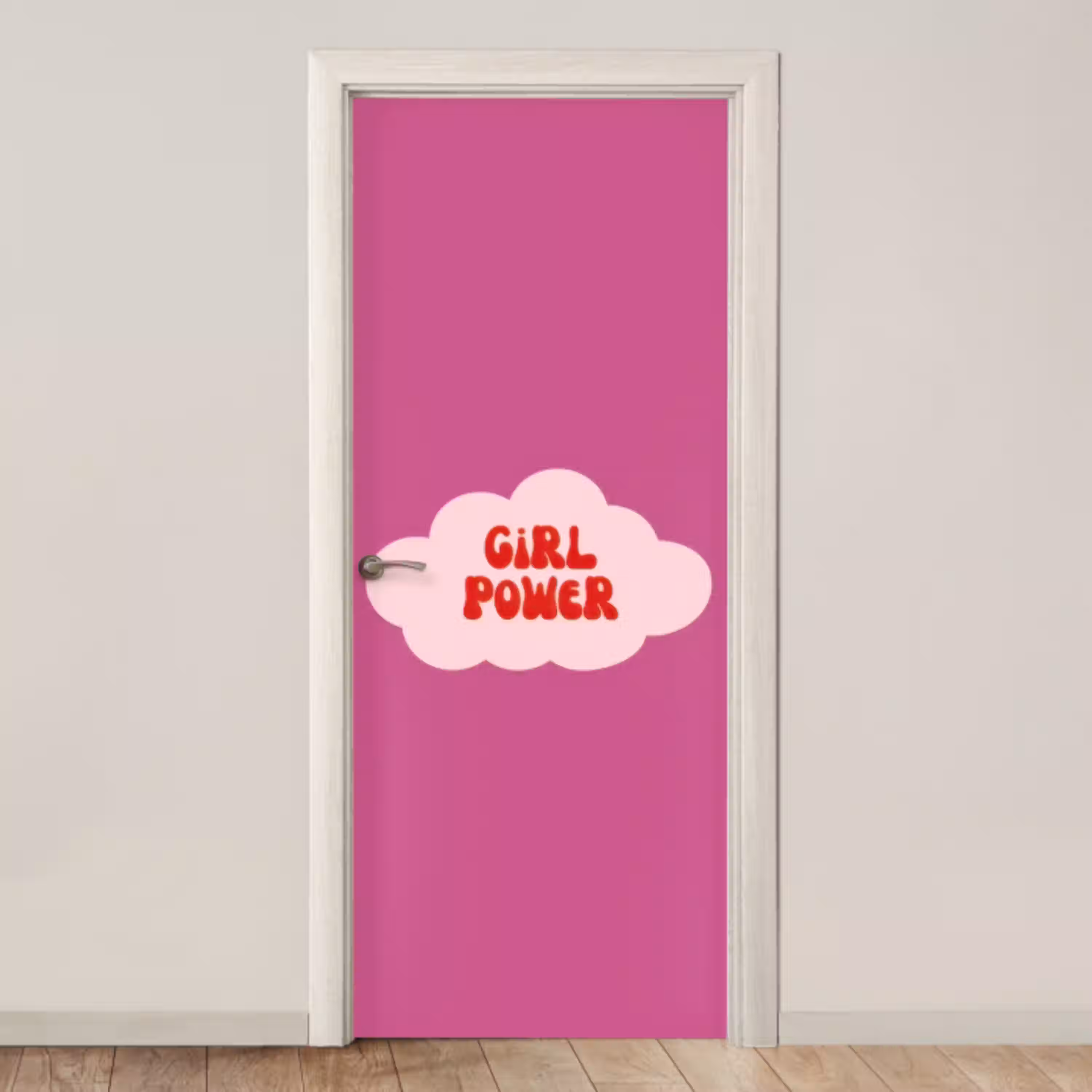 Girl power - Wolk - Roze deurposter klein -3d_beige