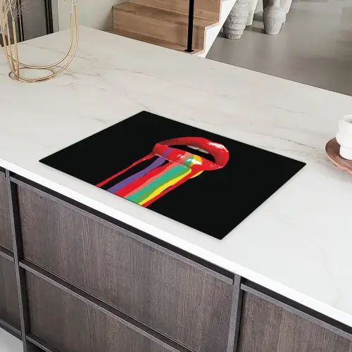 Lippen - Kleuren - Zwart Inductie beschermer vinyl 3mm klein -sfeer8