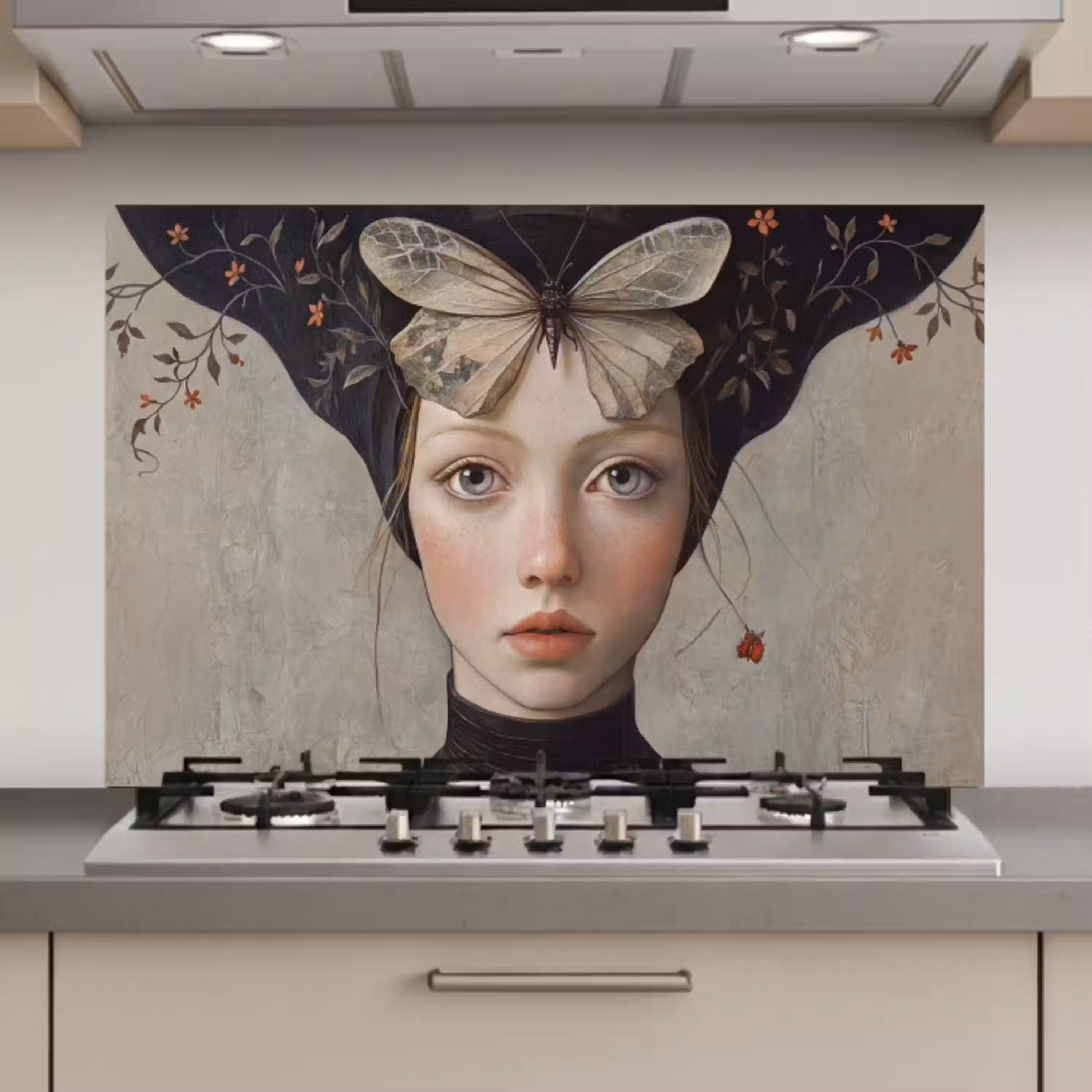 Woman - Butterfly - Art - Classic - Muted keuken achterwand spatscherm klein -3d_website