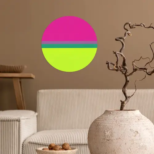 Strepen - Modern - Kleurrijk Wandcirkel behangsticker klein -sfeer1