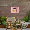 Vogel - Roze - Geel - Blauw Tuinposter op houten frame 2 cm dik klein -sfeer3