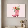 Cowboylaarzen - Roze - Boeket - Bloemen Textielframe zwart klein -sfeer2