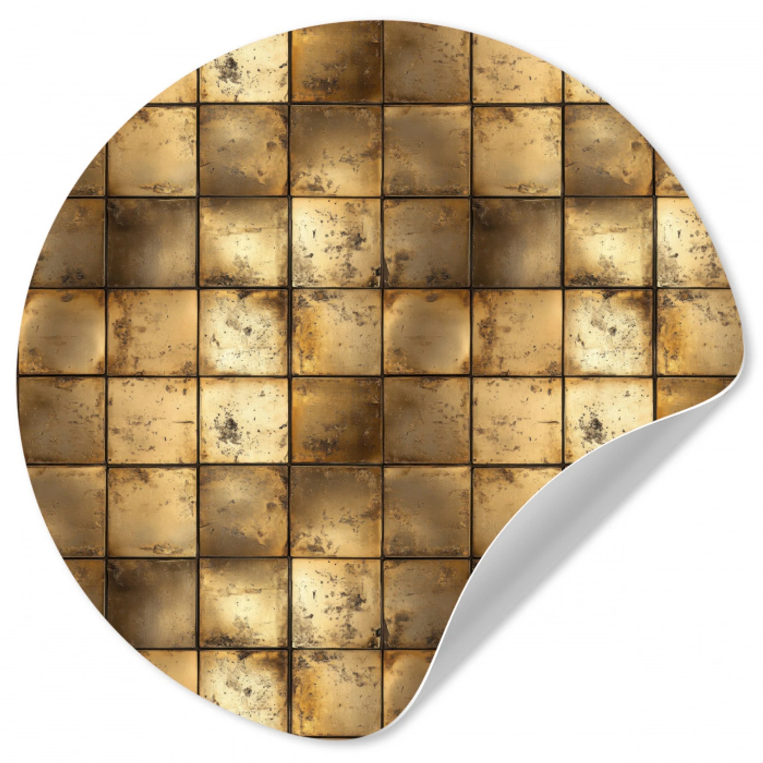 Geometrisch - Tegels - Goud Wandcirkel behangsticker klein 186 -3d