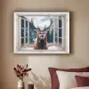 Hert - Dieren - Landschap - Winter - Sneeuw - Doorkijk - Natuur Textielframe zwart klein -sfeer1