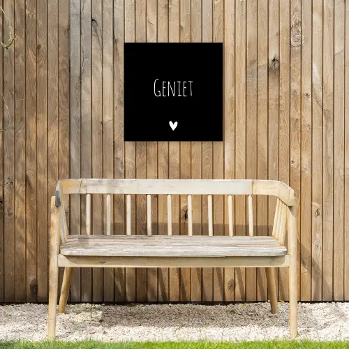 Spreuken - Quotes - Geniet Tuinposter op houten frame 2 cm dik klein -sfeer4