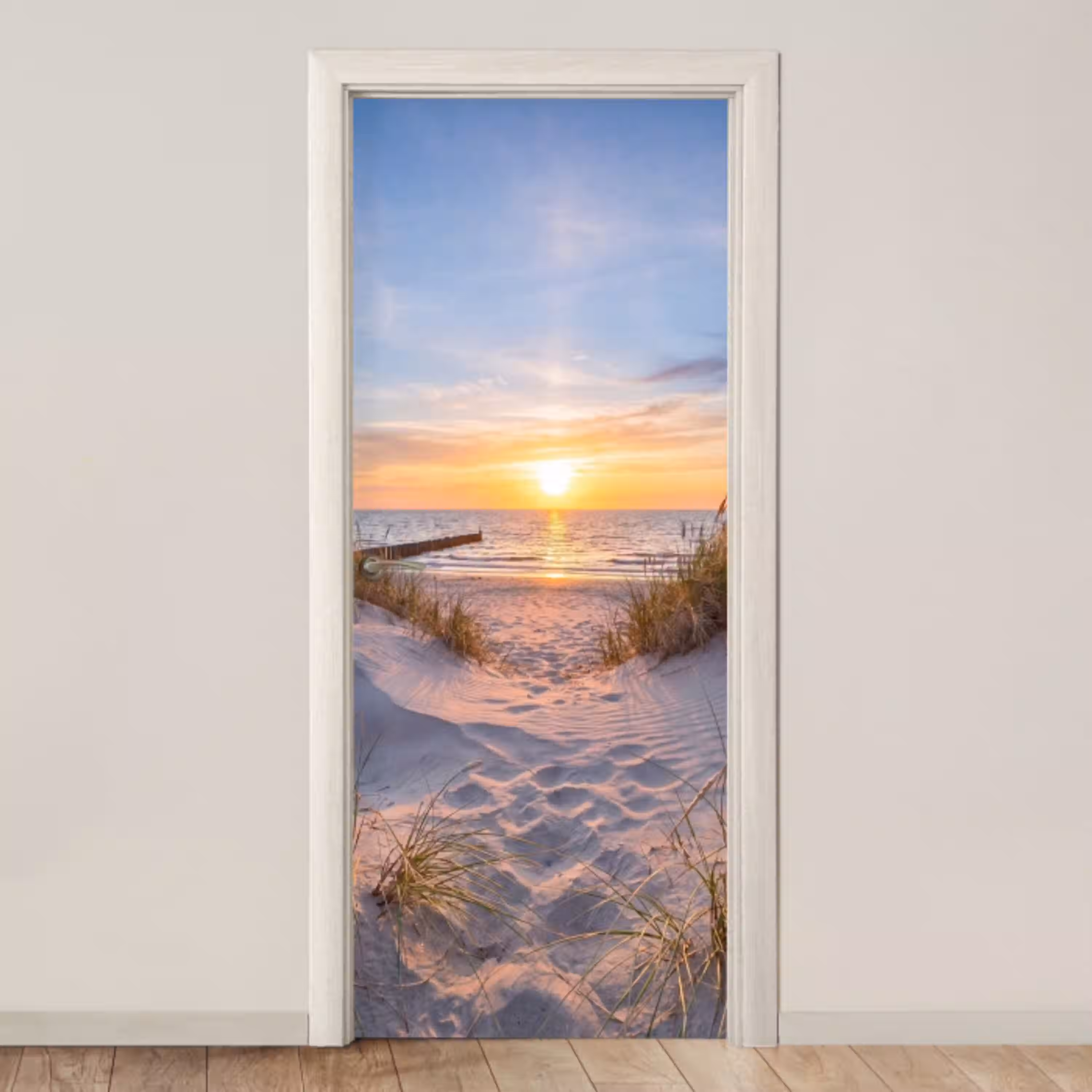 Strand - Zonsondergang - Natuur - Landschap deurposter klein -3d_beige