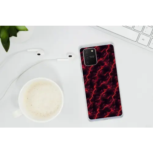 Rood - Onweer - Bliksem - Wolken Telefoonhoesje Samsung Galaxy S10 Lite klein 364 -oordopS10Lite