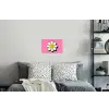Smiley - Bloem - Roze Muursticker klein -slaapkamer