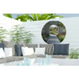Doorkijk - Pad - Beton - Landschap Wandcirkel tuinposter met ringen klein -buiten2