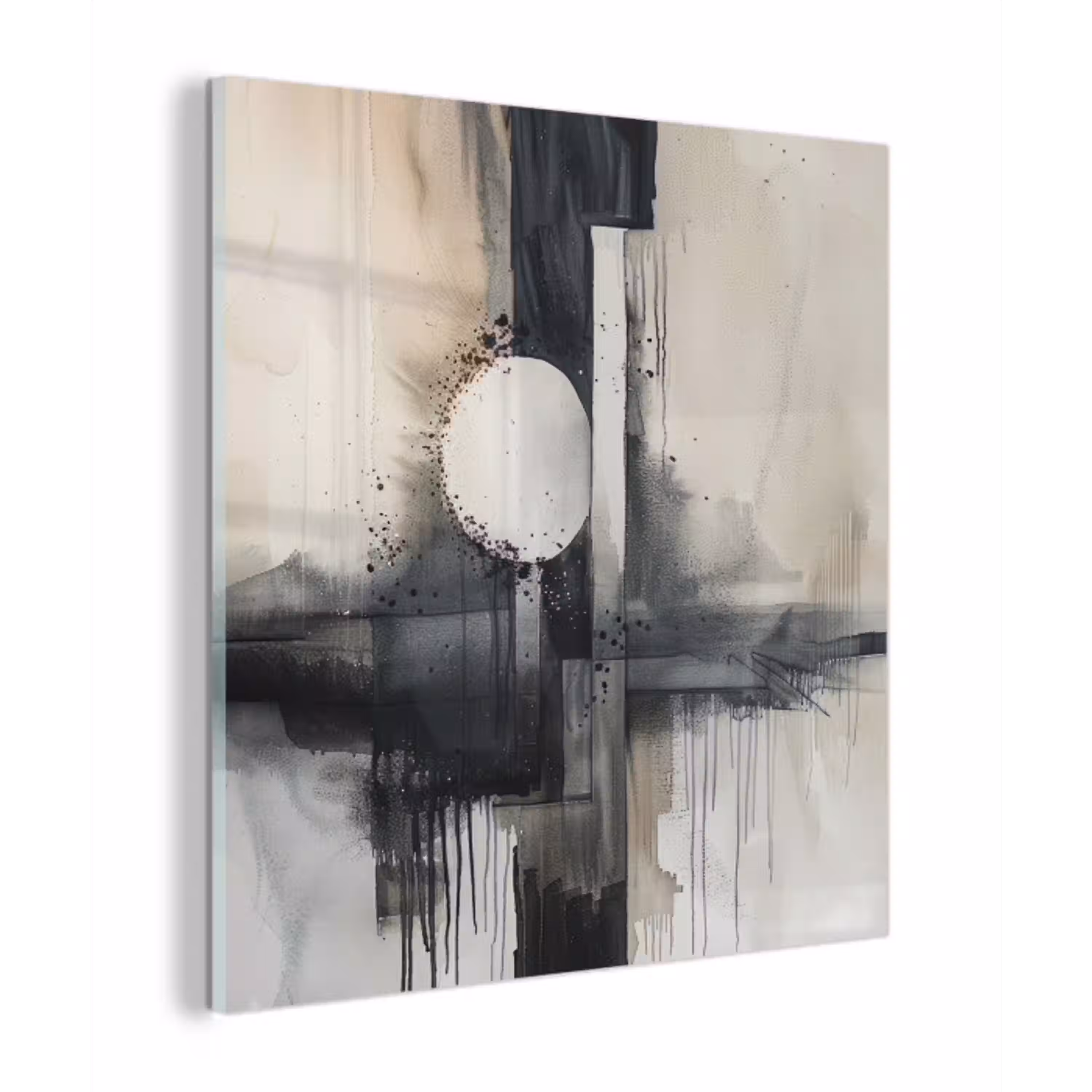 Abstract - Zwart wit - Verf - Modern plexiglas 5mm klein -z3d