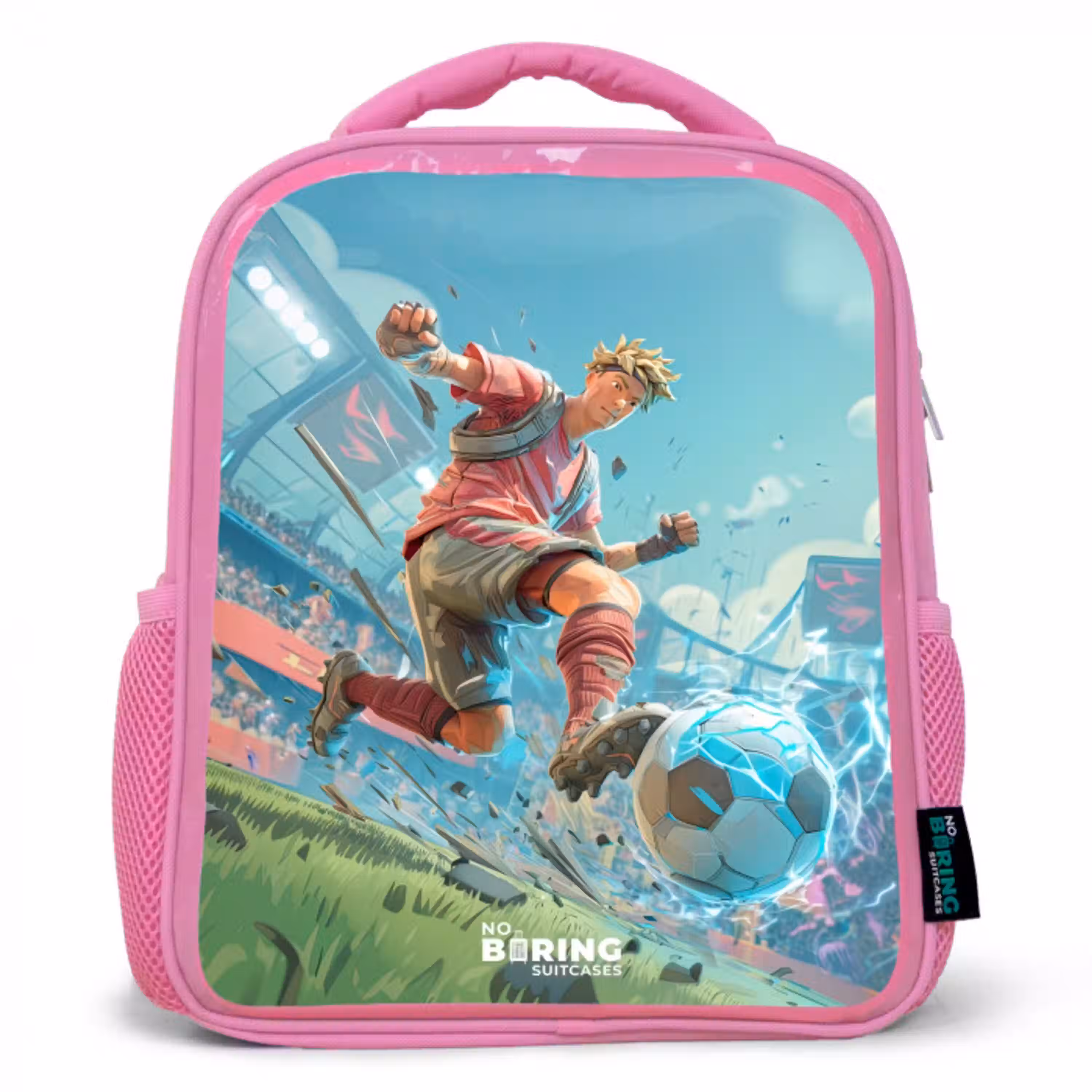 Voetbal - Jongen - Stadion - Elektrisch Kinderrugzak - Roze middel -3d