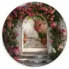 Doorkijk - Rozen - Vintage - Poort Wandcirkel kunststof plaat 5mm dik klein -3d