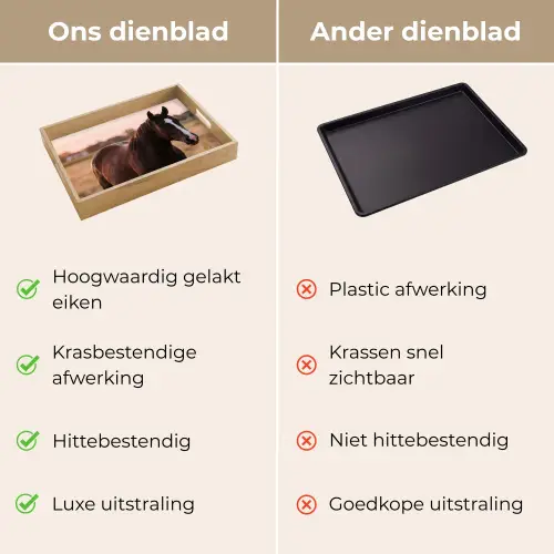 Paard - Zonsondergang - Bruin Dienblad Rechthoek middel -USP_VergelijkingNL