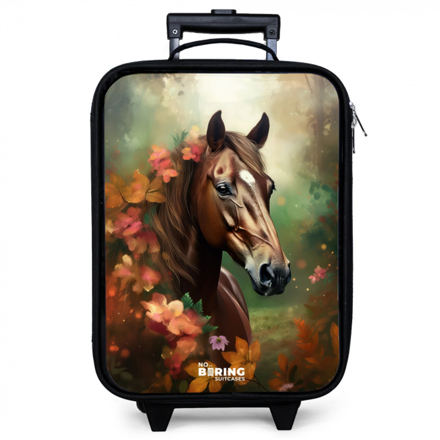 Bruin paard tussen de bloemen Kinderkoffer - Zwart klein -zzz_website3d