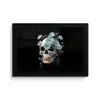 Schedel - Blauw - Bloemen - Bladeren fotolijst zwart zonder passe partout klein -3d