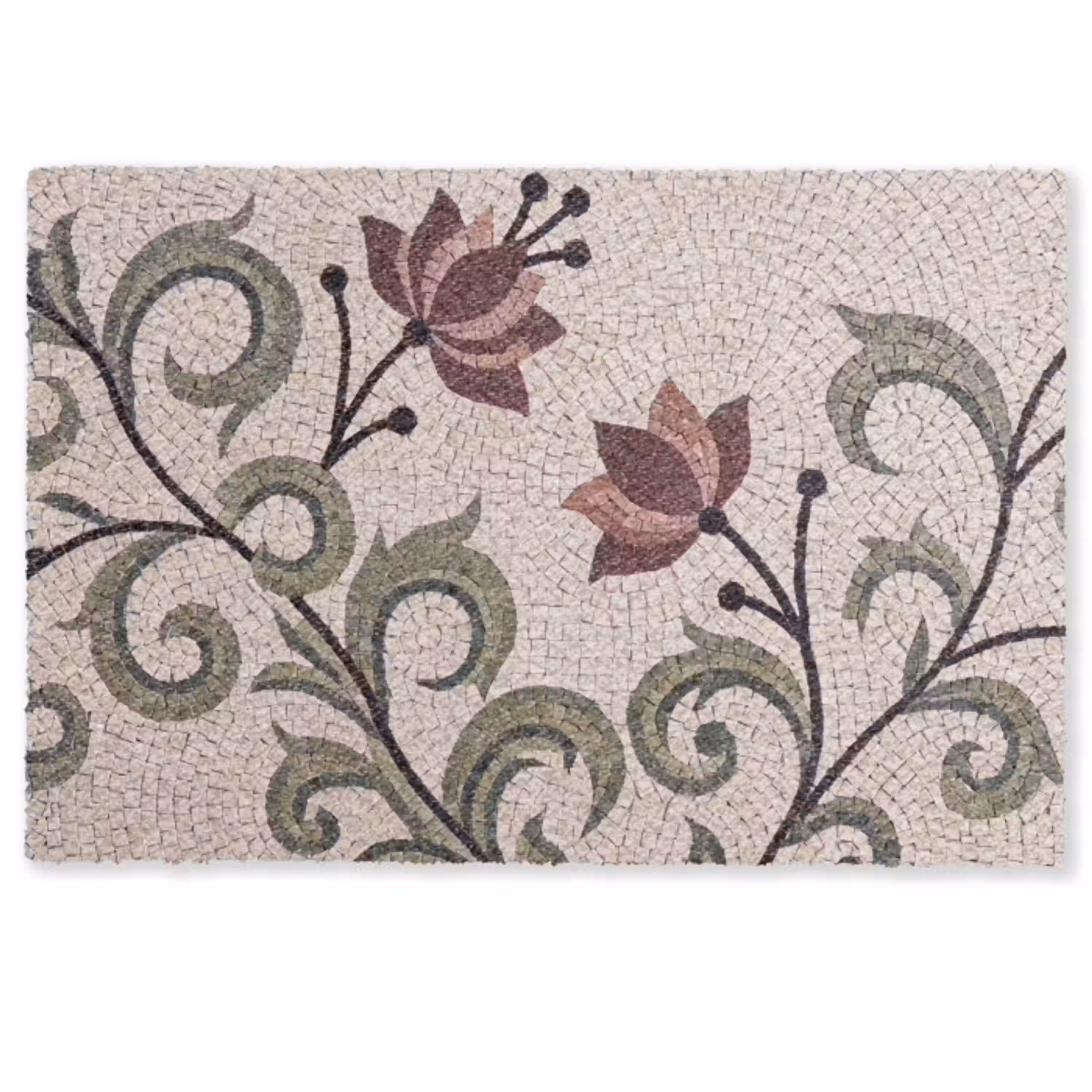 Bloemen - Mozaïek - Patroon - Abstract - Groen Deurmat klein -zkaufland3d