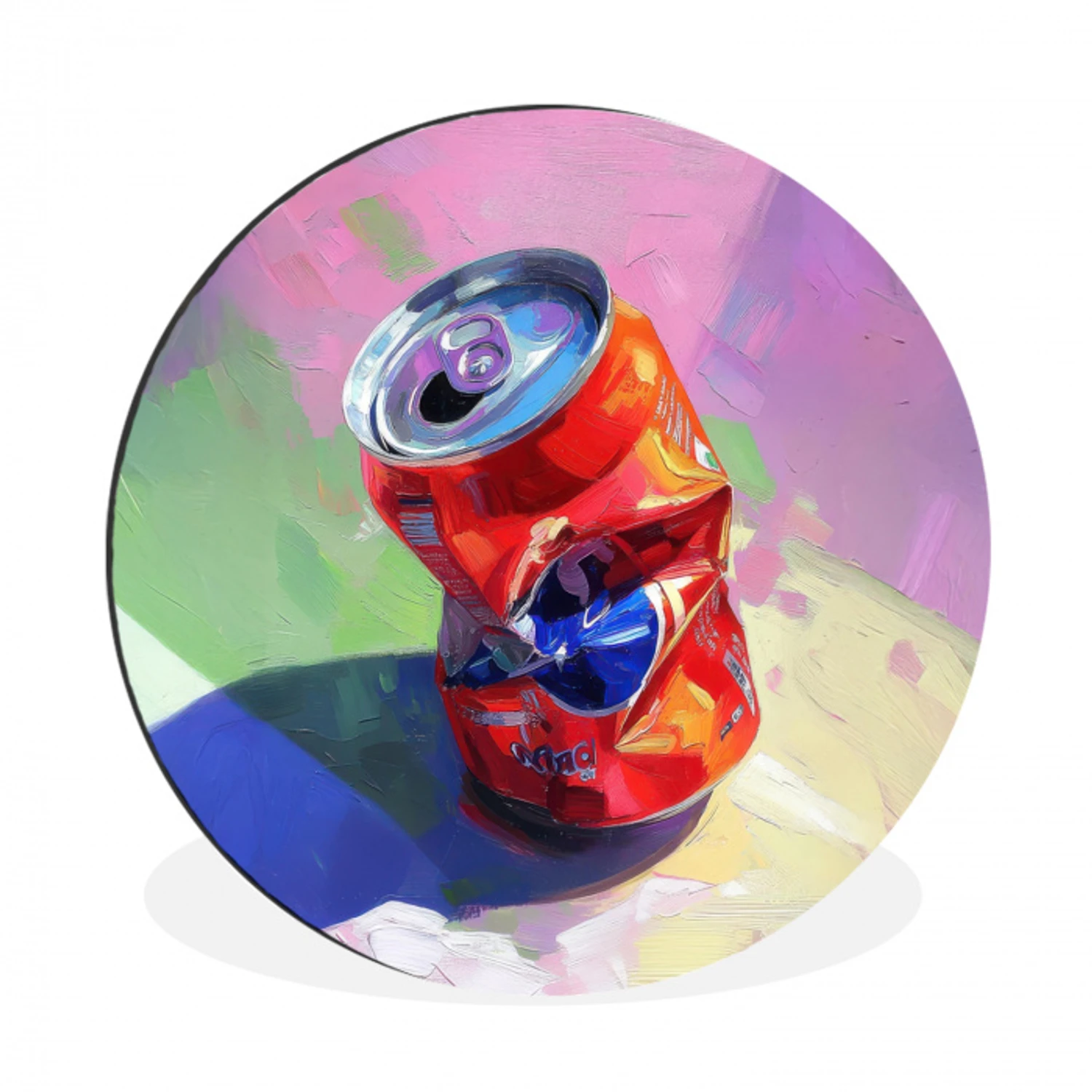 Frisdrank - Blik - Paars Wandcirkel aluminium klein -3d