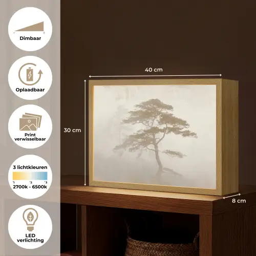 Boom - Oosterse stijl - Landschap Light Box met batterij (Wandlamp) middel -USP_websiteoverzichtNL