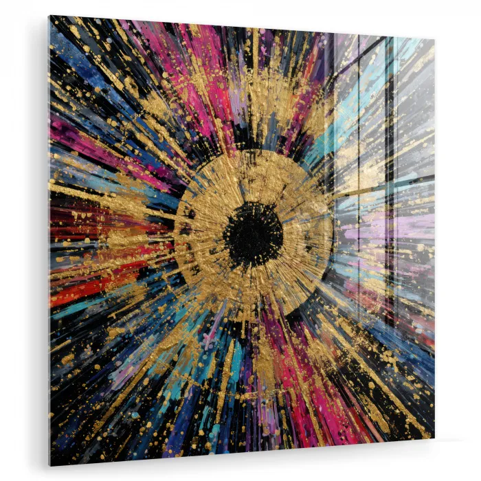 Explosie - Goud - Kleurrijk - Abstract plexiglas 5mm klein -zzzproduct_nieuw