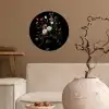 Bloemstuk - Vaas - Zwart Wandcirkel behangsticker klein -sfeer1