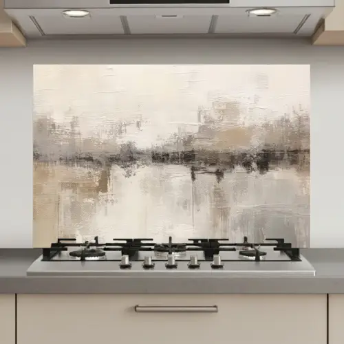 Moderne kunst - Abstract - Beige keuken achterwand spatscherm klein -3d_website
