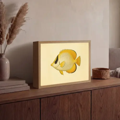 Ovaal - Vis - Geel - Schubben Light Box met batterij (Wandlamp) middel -sfeer2