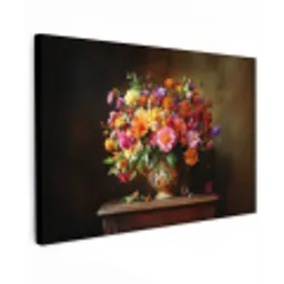 Kleuren - Boeket - Vaas - Hout Tuinposter op houten frame 2 cm dik klein -3d