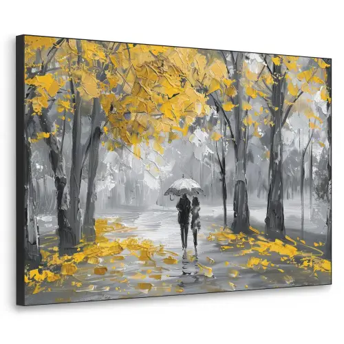Natuur - Geel - Park -  Zwart - Wit Textielframe zwart klein -3d