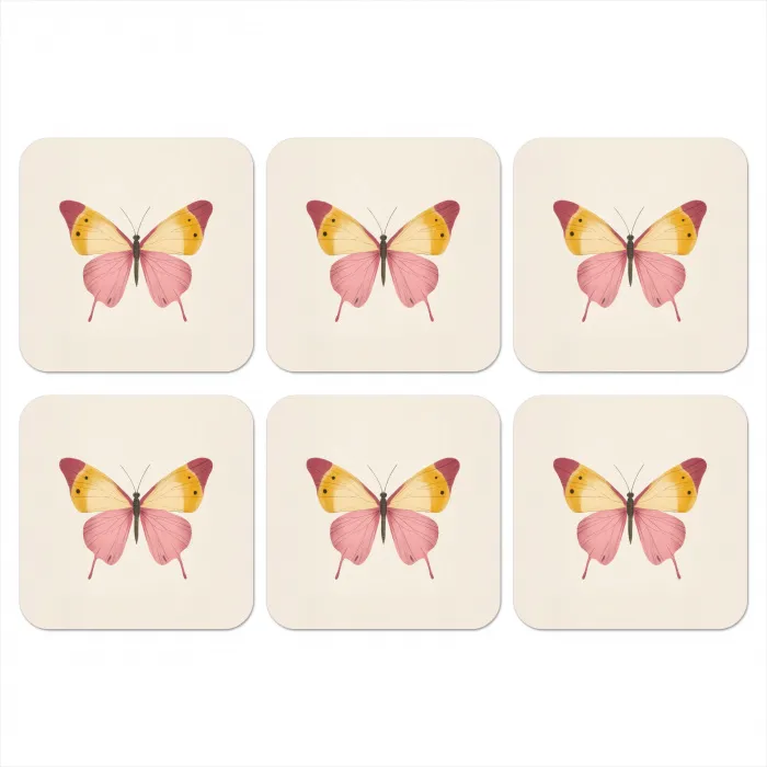 Vlinder - Illustratie - Roze onderzetter kurk middel -3d