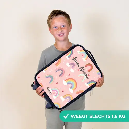 Regenbogen op een roze achtergrond Kinderkoffer - Zwart klein -sfeer4_NL