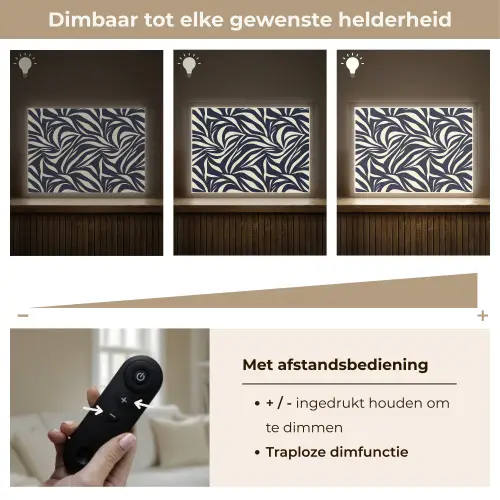 Bladvormen - Blauw - Patroon - Wit Light Box met batterij (Wandlamp) middel 907 -USP_dimbaarNL