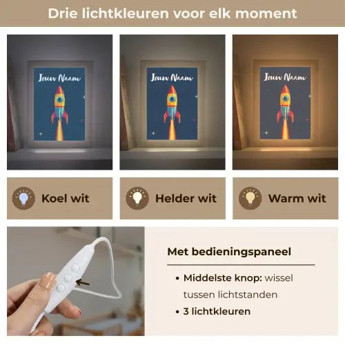 Raket - Rookwolken - Ruimte Light Box met kabel (Kinderlampje) klein -USP_lichtkleurNL