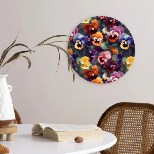Viooltjes - Kleuren - Bloemblaadjes Wandcirkel plexiglas klein 852 -sfeer4
