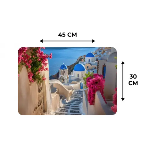 Santorini - Bloemen - Griekenland Placemat vinyl groot -specs