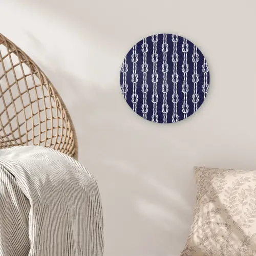 Oceaan - Touw - Blauw - Wit Wandcirkel kunststof plaat 5mm dik klein 188 -sfeer5