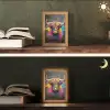 Graffiti - Schotse hooglander - Koe - Kleurrijk Light Box met kabel (Tafellamp) klein -sfeer3
